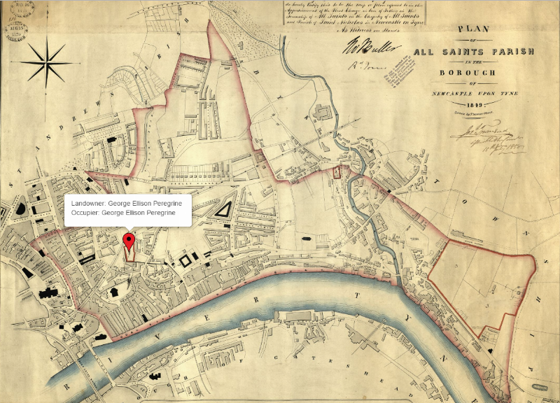 Tithe map of All Saints, Newcastle Upon Tyne, Northumberland on TheGenealogist